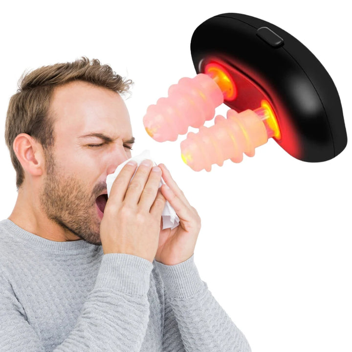 Cordless Red Light Nasal Therapy Device Rhinitis Machine Low Frequency Pulse Nose Massage for Improving Nasal Ventilation